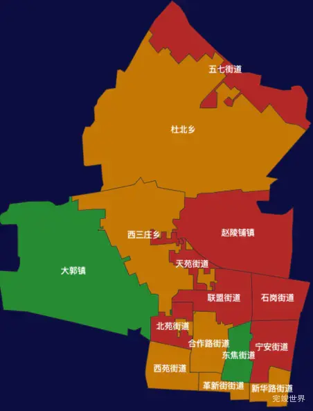 echarts石家庄市新华区地图渲染效果实例